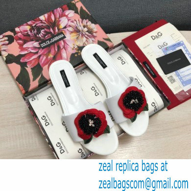 Dolce  &  Gabbana Black Red Roses Slides White 2022